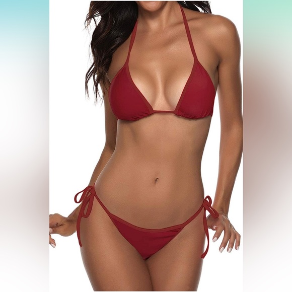 Amazon Swim Amazon Burgundy String Bikini Size Small Poshmark